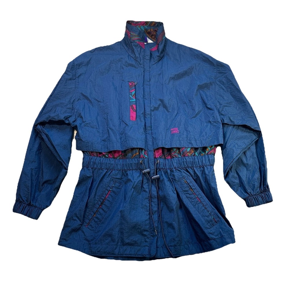 Vtg 90s Moving Comfort Windbreaker Jacket LG Full Zip Drawstring Waist - Picture 15 of 16